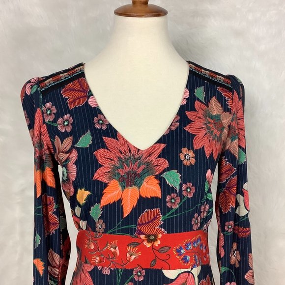 Anthropologie Aldomartins Long Sleeve Millefleur Floral Viscose Dress NWT - Picture 2 of 8
